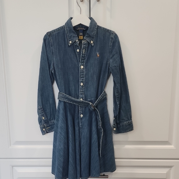 Polo by Ralph Lauren Blue Denim Kids Dress - Picture 1 of 6